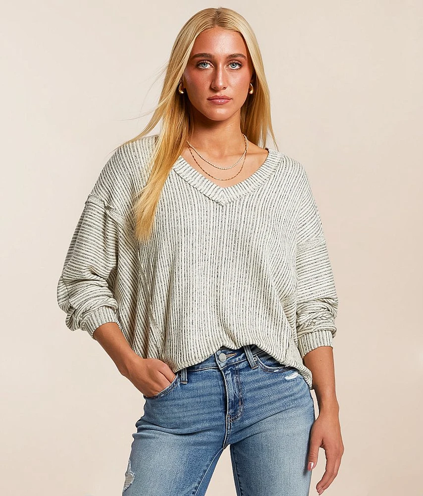 Raw Edge Striped Top
