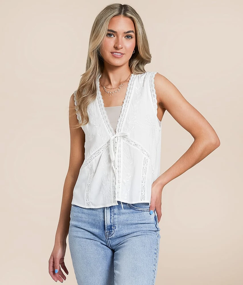Lace Front Tie Tank Top