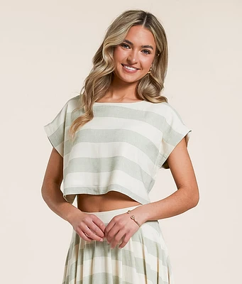 Blu Pepper Striped Crop Top