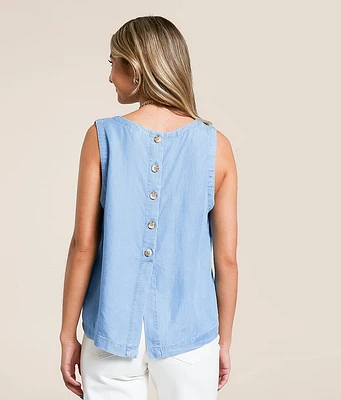 Blu Pepper Back Button Chambray Tank Top