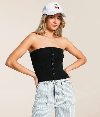Blu Pepper Textured Knit Tube Top
