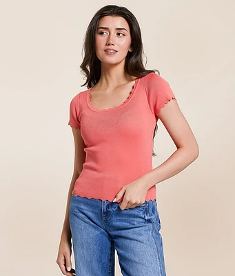 Blu Pepper Scalloped Trim Top
