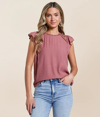 Blu Pepper Textured Flutter Top