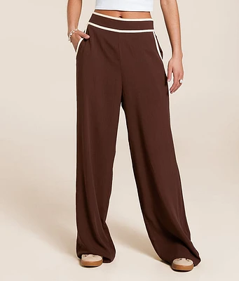 Blu Pepper Contrast Trim Wide Leg Trouser Pant