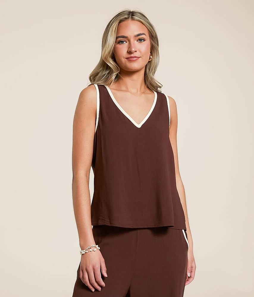 Blu Pepper Contrast Trim Tank Top