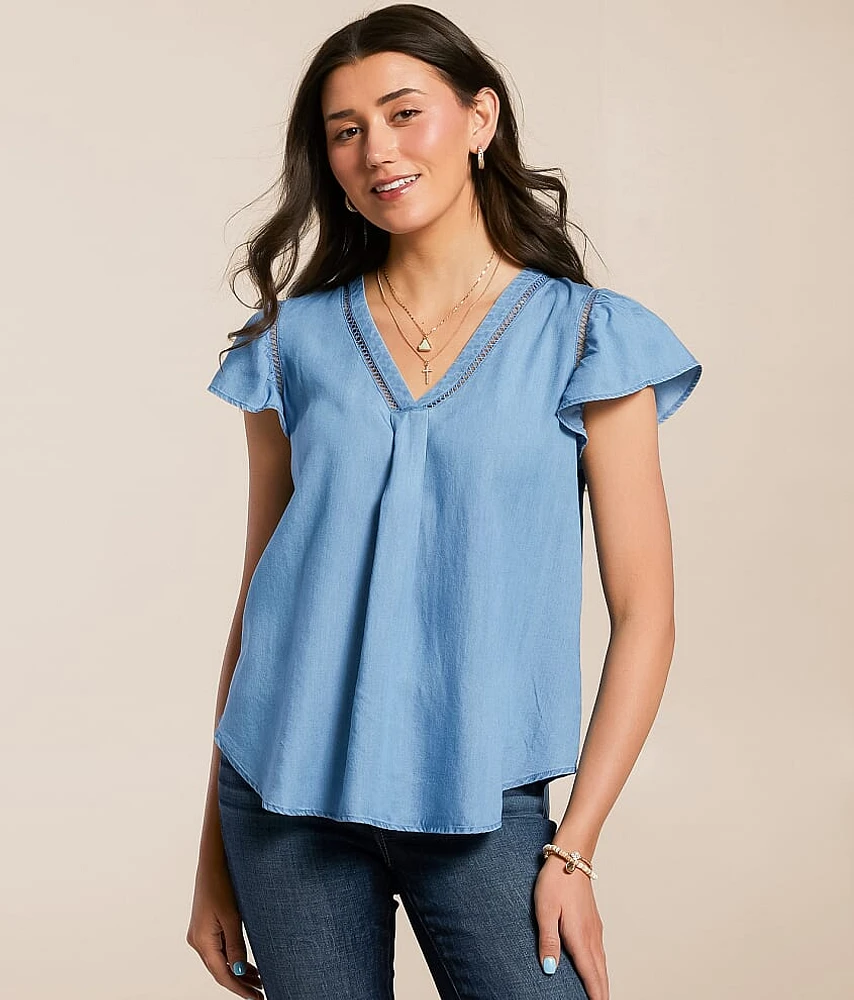 Blu Pepper Flowy Chambray Top