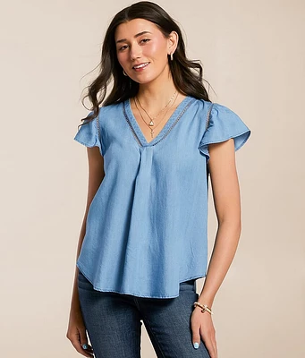 Blu Pepper Flowy Chambray Top