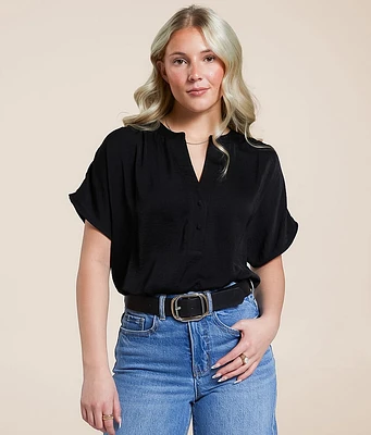 Blu Pepper Satin Henley