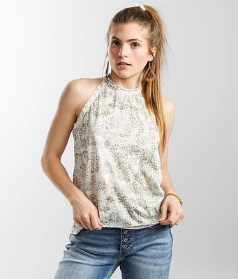 Daytrip Floral Print Crochet Tank Top