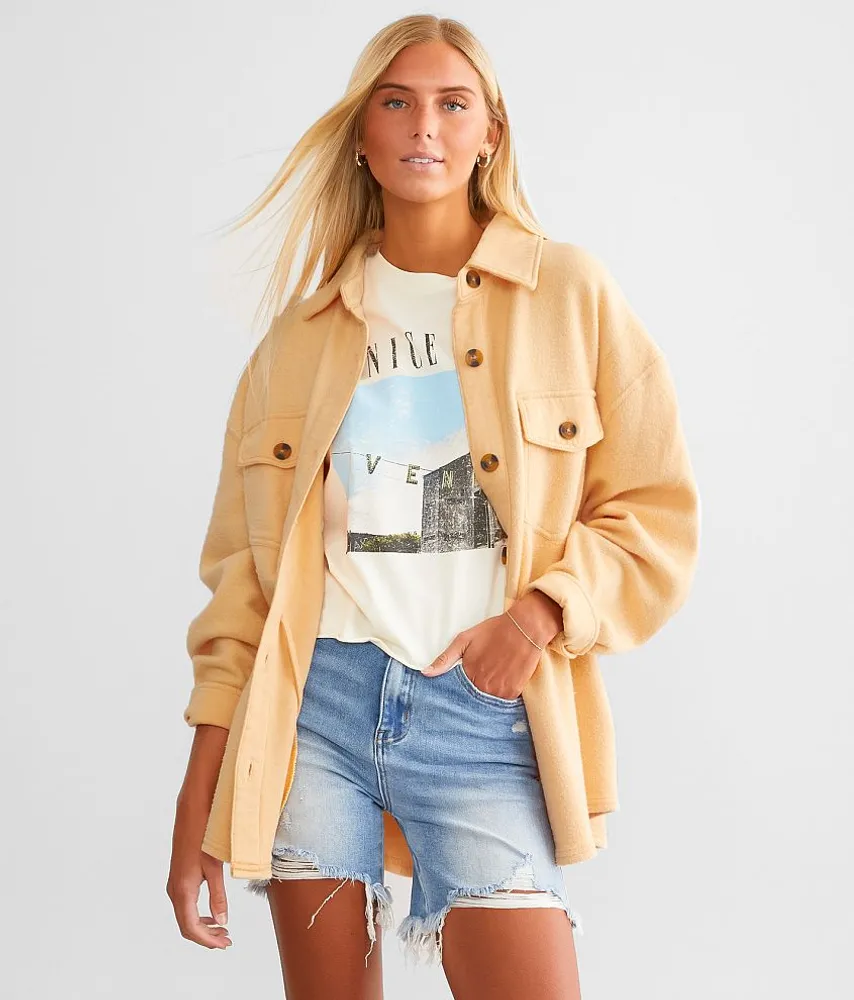 Anytime Reverse Fleece Shacket