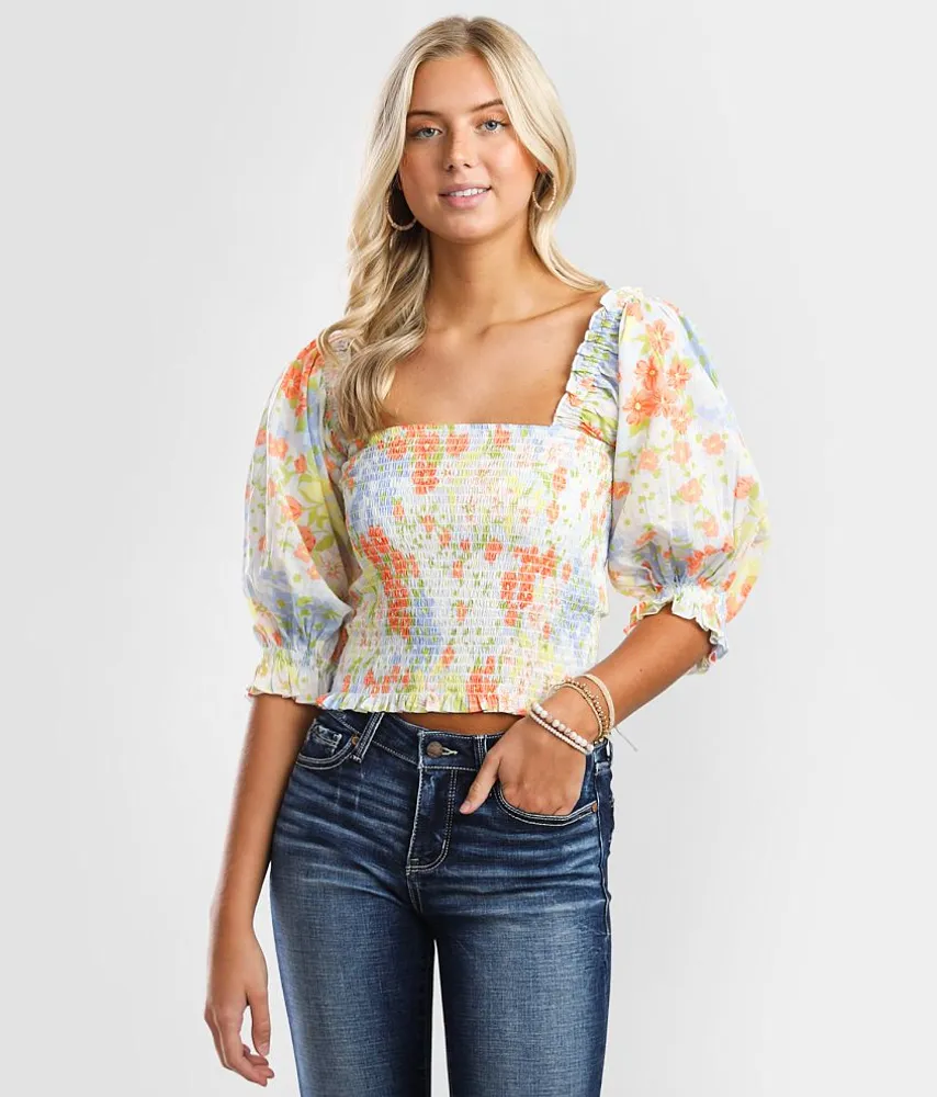 Feeling Groovy Floral Cropped Top