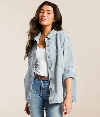 By Together Striped Denim Oversized Shacket