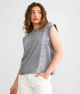 Gilded Intent Crochet Inset Muscle Tank Top