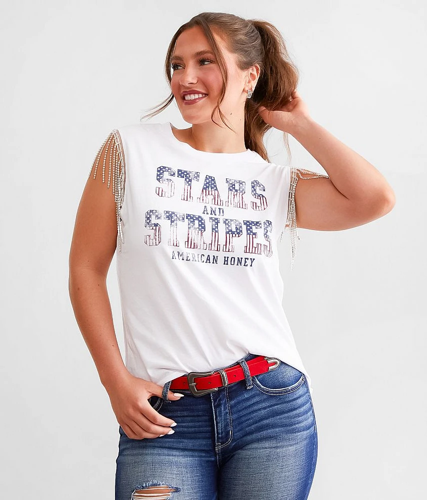 Stars & Stripes Rhinestone Fringe Tank Top