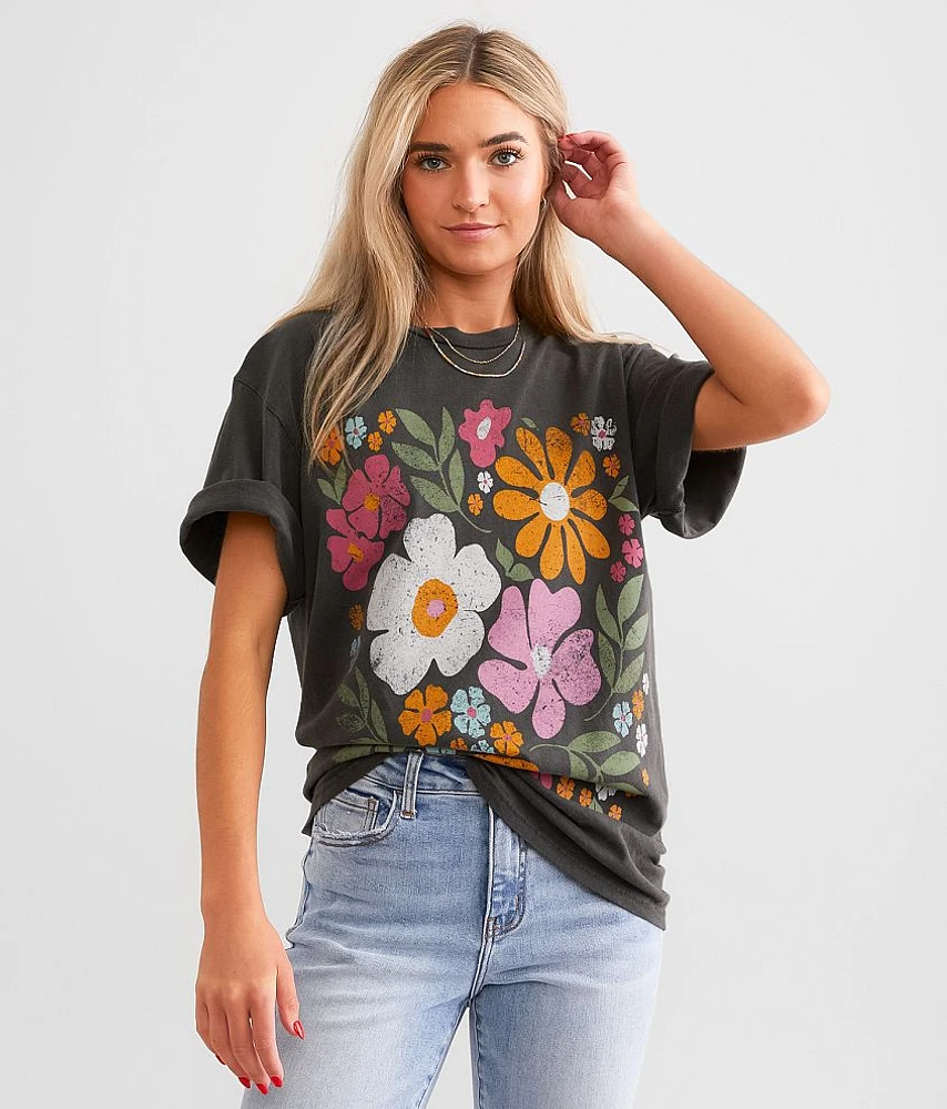 Abstract Flowers Oversized T-Shirt