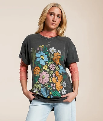 Modish Rebel Floral Cactus Oversized T-Shirt