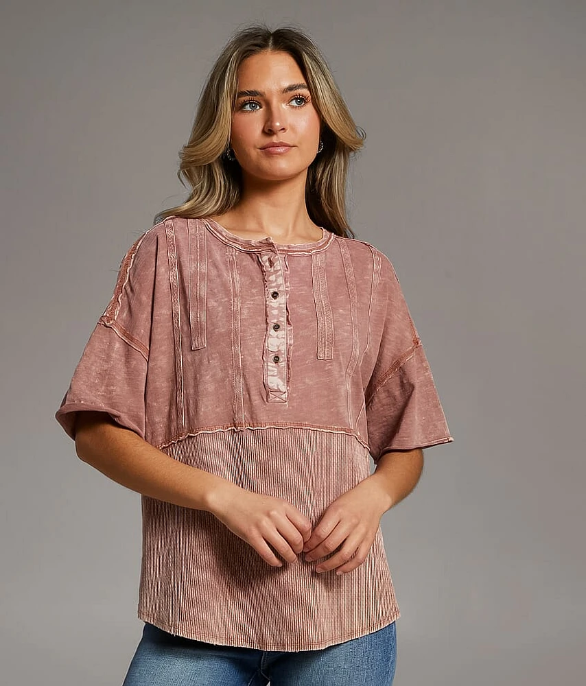 BKE Raw Edge Washed Henley