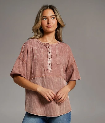 BKE Raw Edge Washed Henley