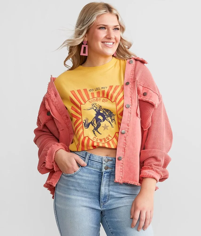 Pieced Waffle Knit Denim Jacket