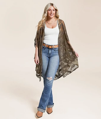 Daytrip Embroidered Mesh Kimono - One Size