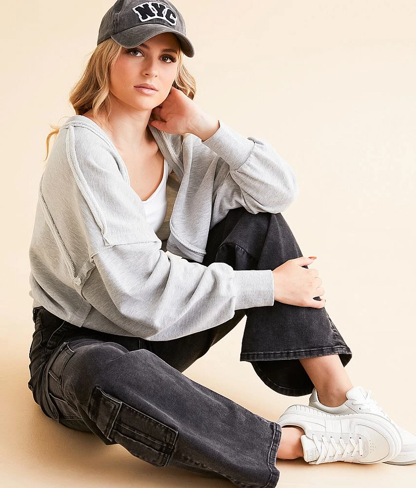 Exposed Seam Cropped Bolero Cardigan