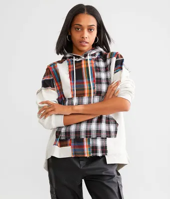 Gilded Intent Oversized Plaid Hooded Sweatshirt