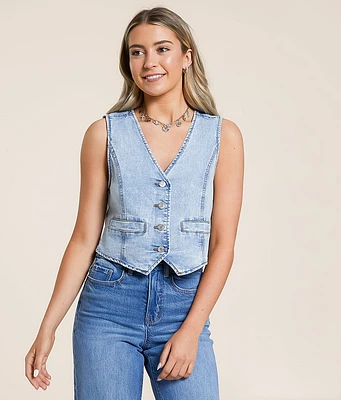 Ci Sono Washed Denim Stretch Vest