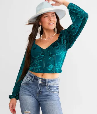 Willow & Root Floral Velvet Corset Top
