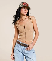 Gilded Intent Washed Denim Tank Top