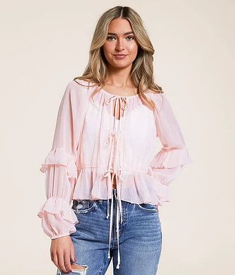 Willow & Root Front Tie Ruffle Top