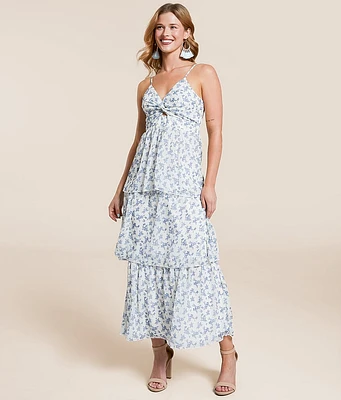 Willow & Root Ditsy Floral Tiered Midi Dress
