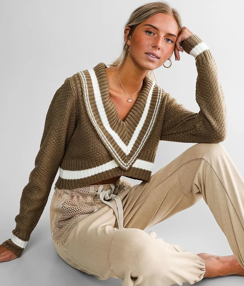 Varsity Stripe Cropped Sweater
