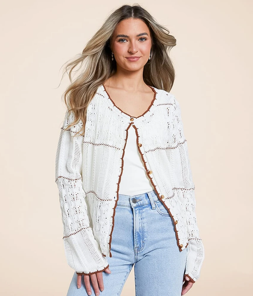 Mixed Stitch Cardigan Sweater