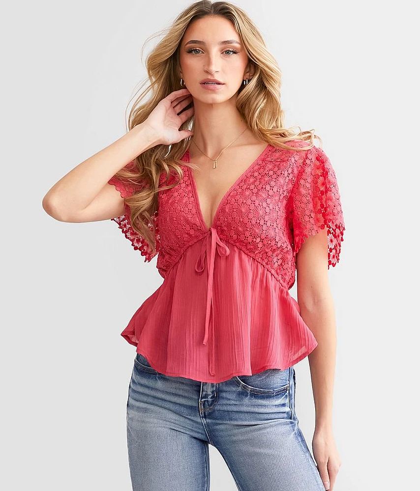 Daytrip Crochet Peplum Top