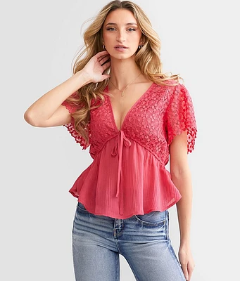 Daytrip Crochet Peplum Top
