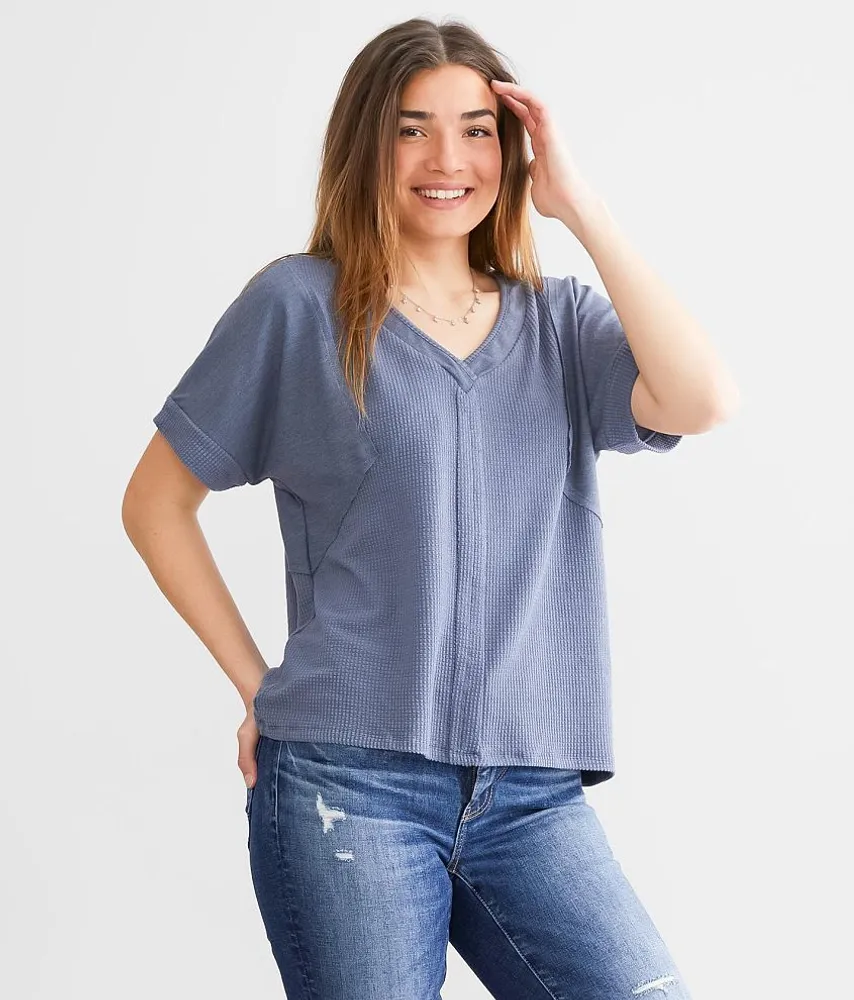 Washed Waffle Dolman Top