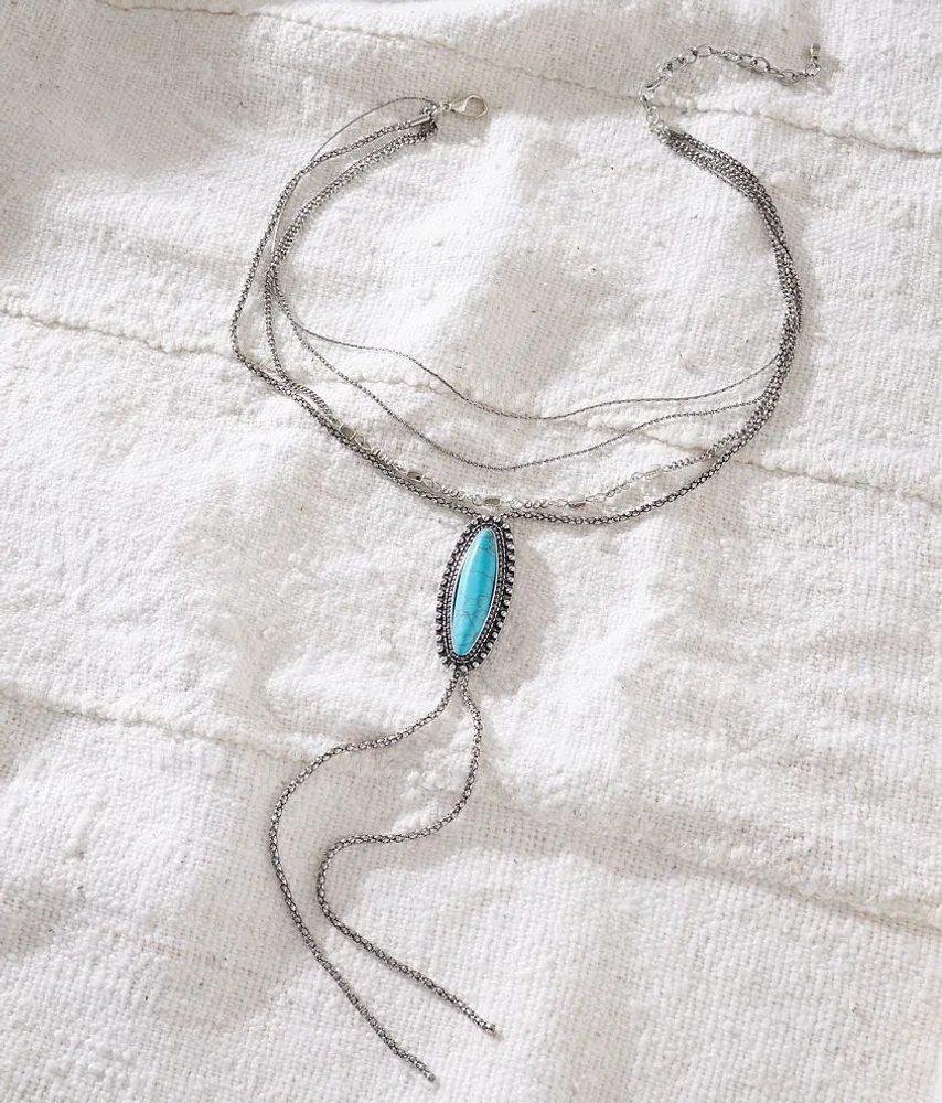 Turquoise Stone Tiered Necklace