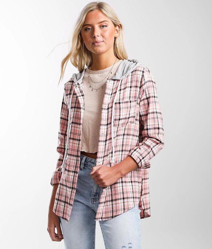 Hooded Flannel Plaid Shirt