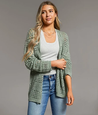 BKE Pointelle Cardigan Sweater