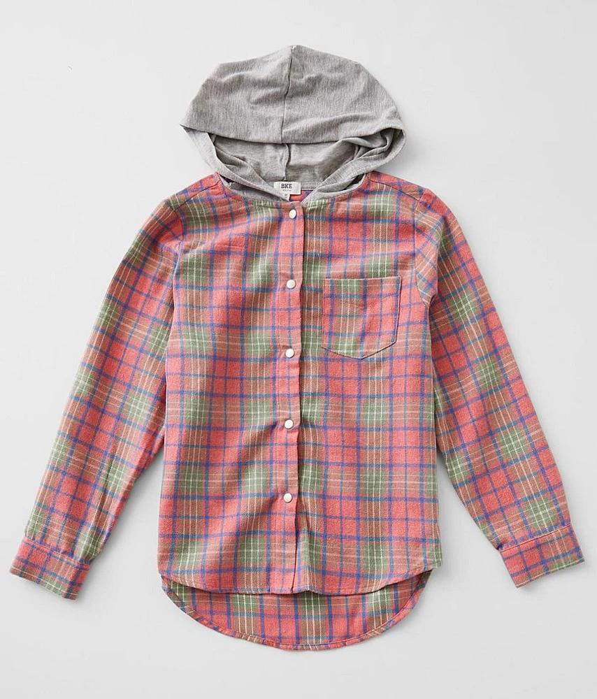 Girls - Hooded Flannel Shirt