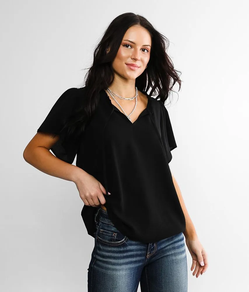 Crinkle Gauze Front Tie Top