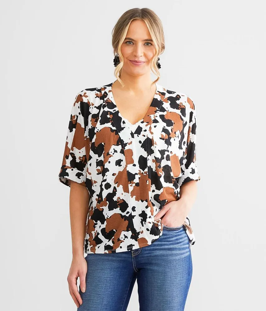 Cow Print Dolman Top
