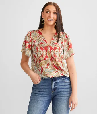 Daytrip Satin Surplice Top