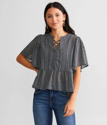 Daytrip Metallic Chiffon Top