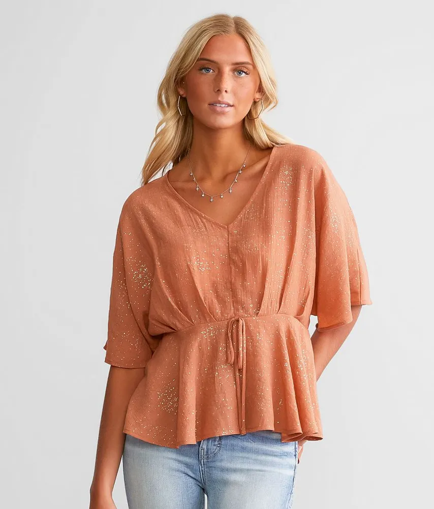 Foiled Peplum Top
