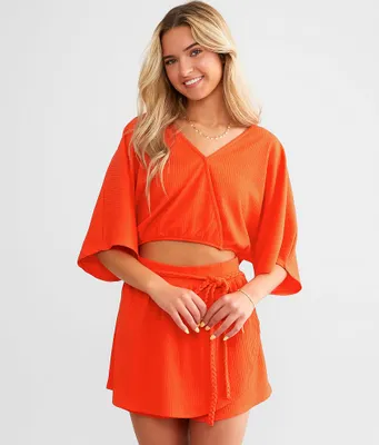 Willow & Root Textured Surplice Top