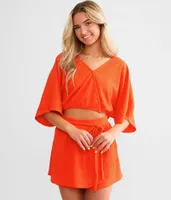 Willow & Root Textured Surplice Top