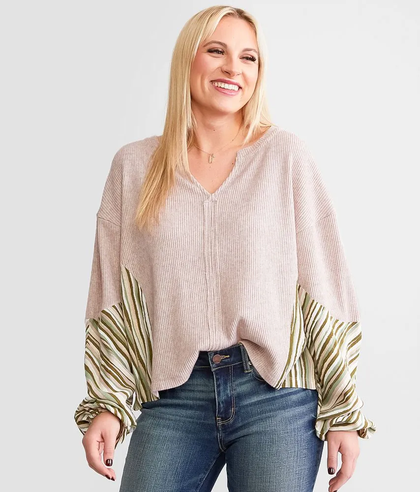Pieced Metallic Dolman Top