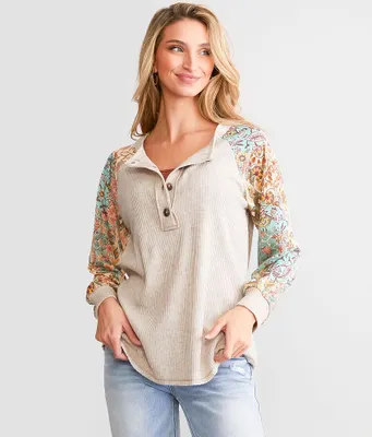 Daytrip Floral Pieced Henley