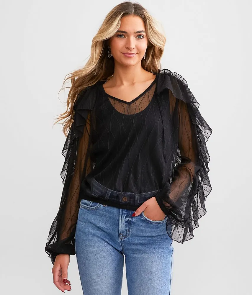 Daytrip Ruffle Mesh Top